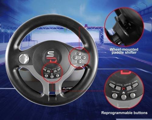 SUBSONIC  Subsonic SV200 Schwarz, Grau USB Lenkrad + Pedale Nintendo Switch, PC, PlayStation 4, Xbox 