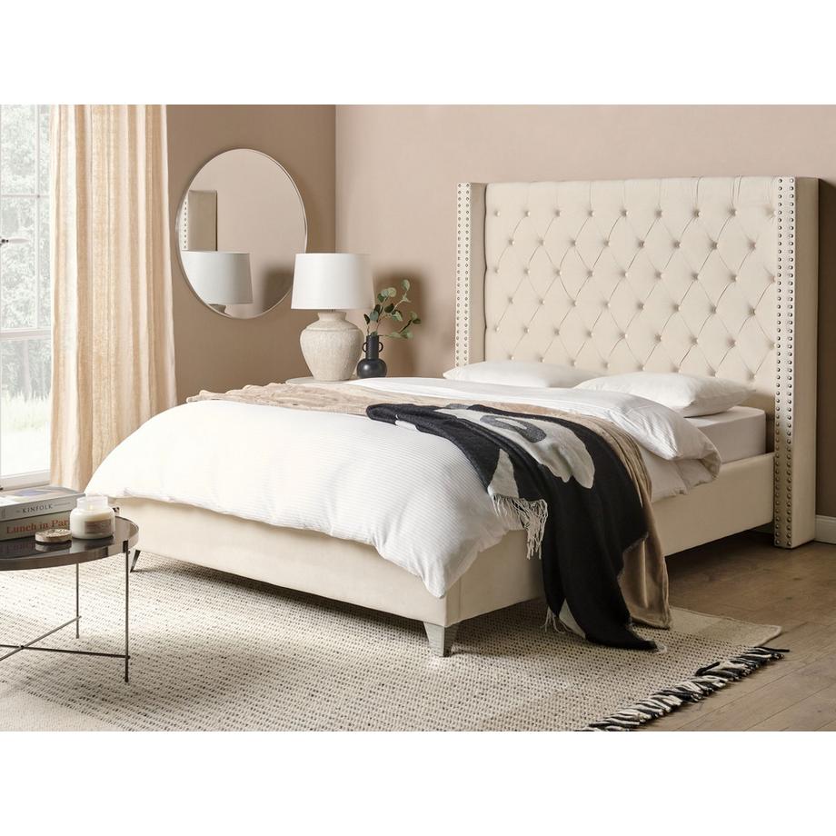 Beliani Bett mit Lattenrost aus Samtstoff Klassisch LUBBON  