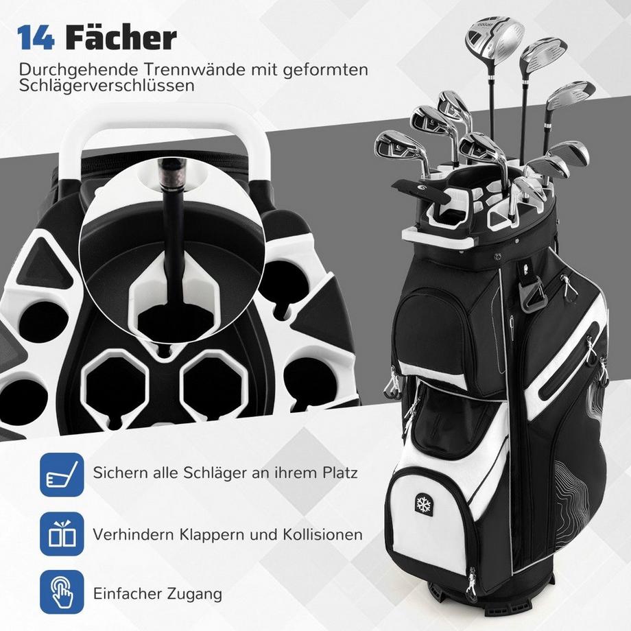 Northix  Borsa da golf con divisorio a 14 scomparti 