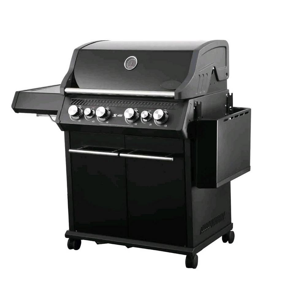 Santos  S S-418 - Gasgrill, Seiten- und Heckbrenner, Komplett Schwarz inkl. Drehspiess, Rostheber 