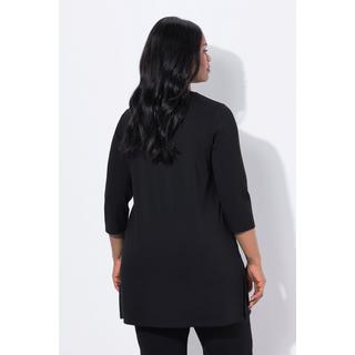 Ulla Popken Sweat-shirt Strass Fantaisie Décolleté en V Manches 3/4  