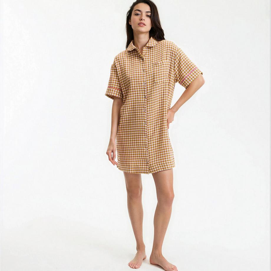 La Redoute Collections Camicia da Notte a Quadri a Maniche Corte  