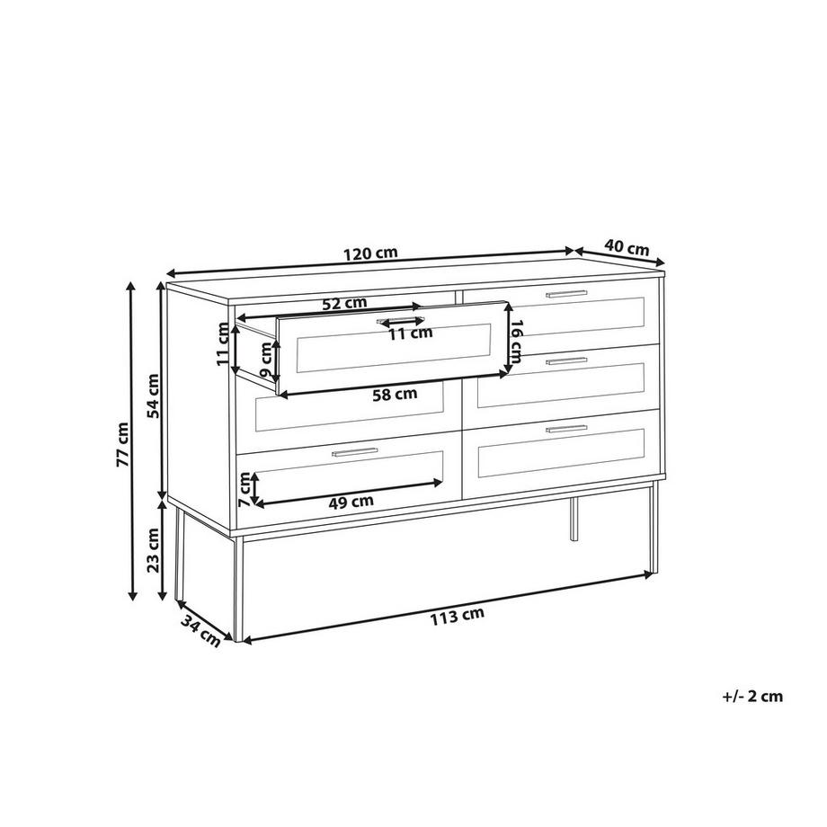 Beliani Cassettiera a 6 cassetti en Pannello di fibre (LDF) Boho PASCO  