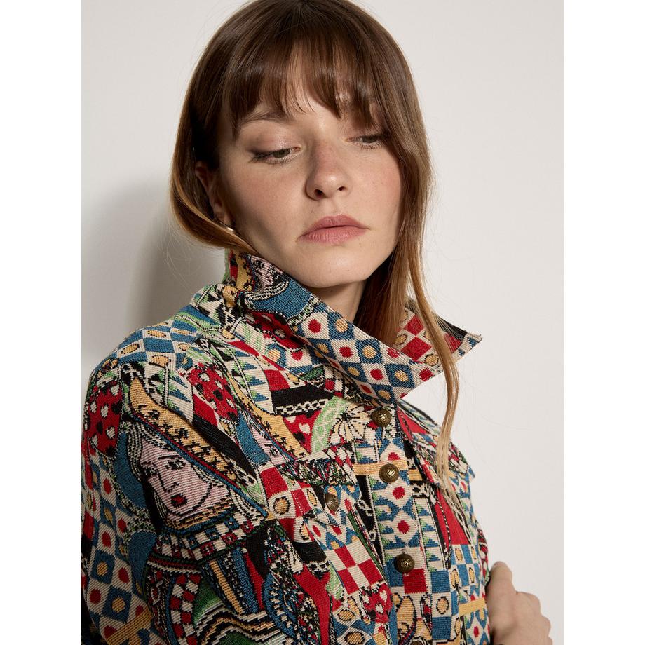 APRICOT Bunte Tapisserie Kartenmuster Jacke  
