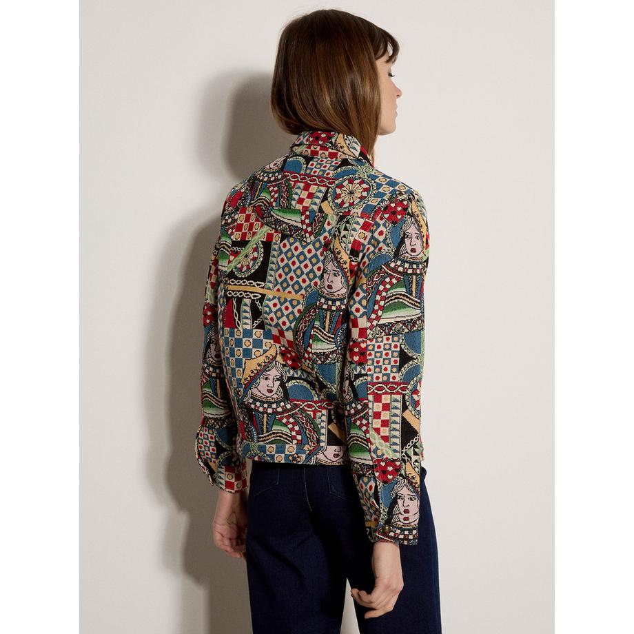 APRICOT Bunte Tapisserie Kartenmuster Jacke  