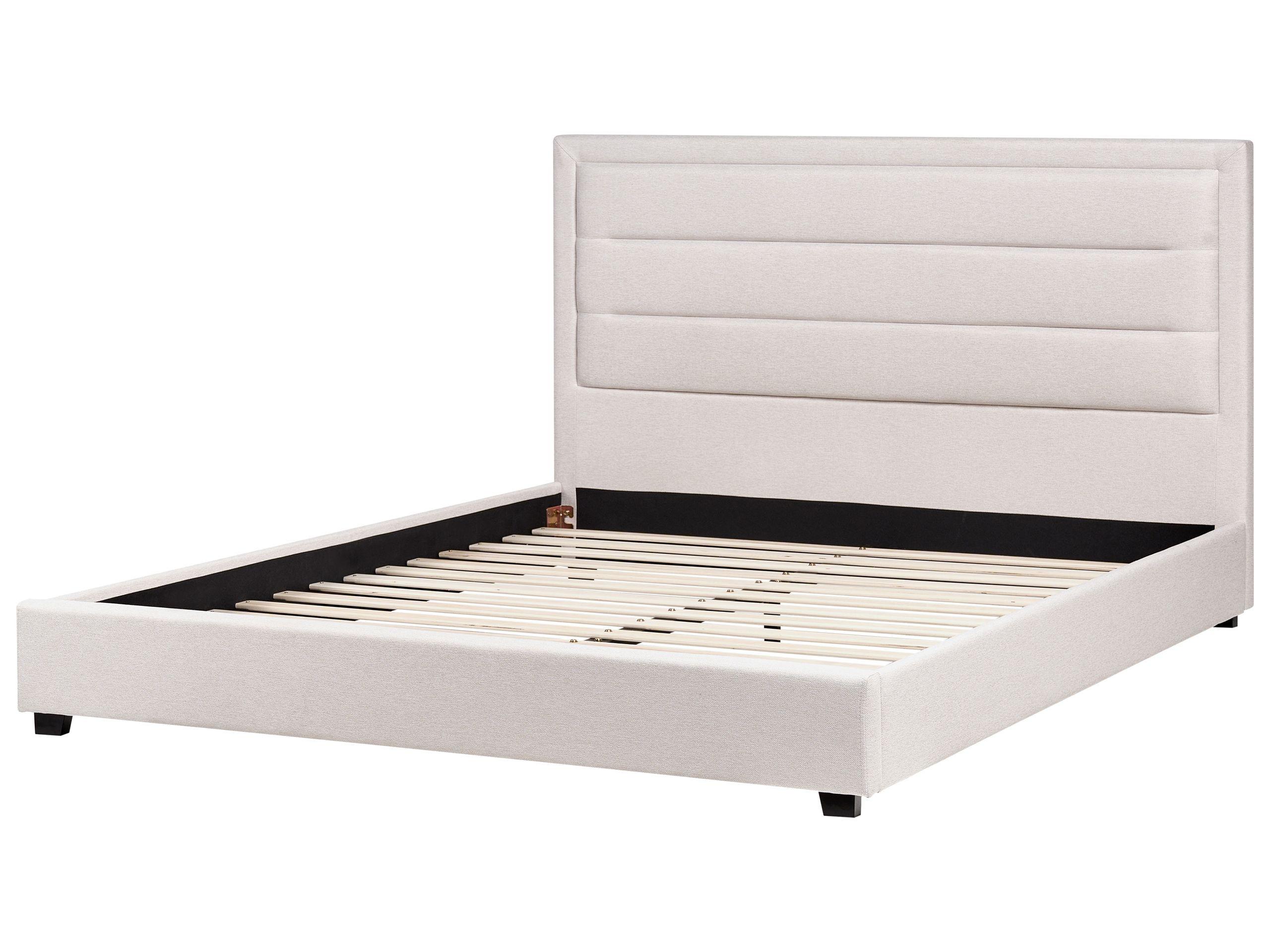 Beliani Lit avec sommier en Tissu Moderne ROUEN  