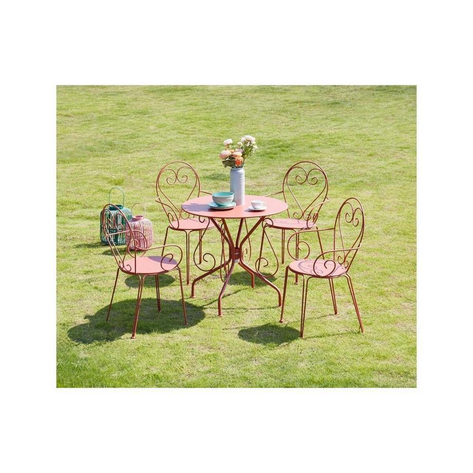 Vente-unique Lot de 4 fauteuils de jardin empilables en métal façon fer forgéTerracotta GUERMANTES  