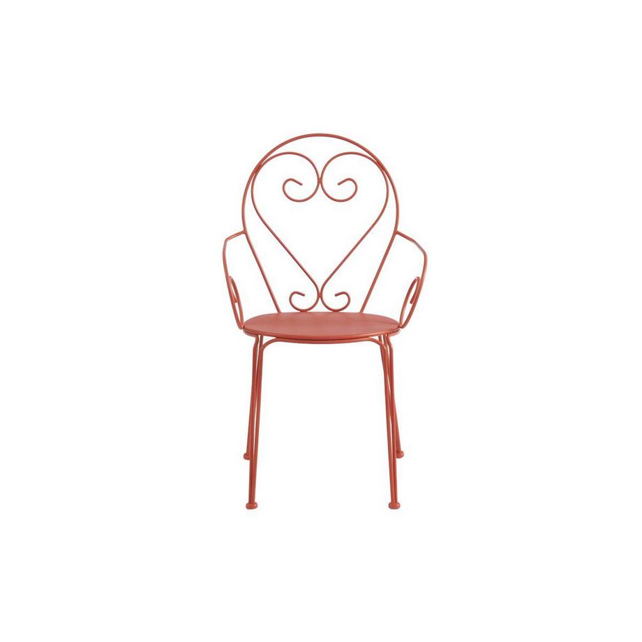 Vente-unique Lot de 4 fauteuils de jardin empilables en métal façon fer forgéTerracotta GUERMANTES  