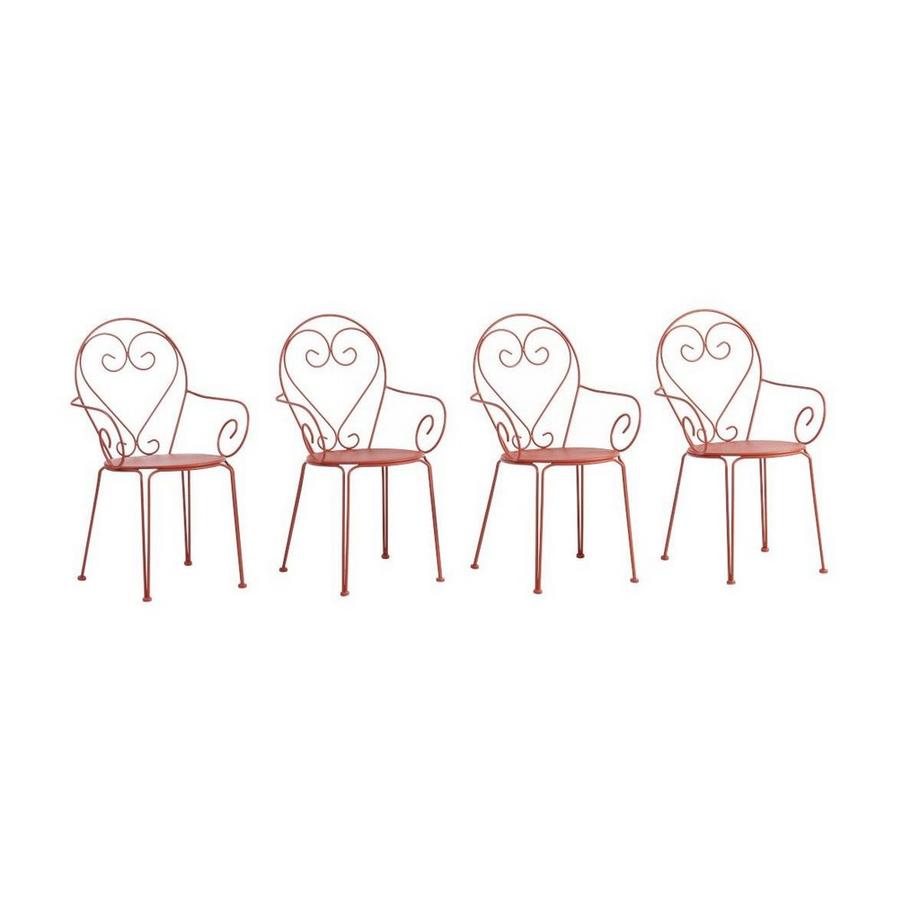 Lot de 4 fauteuils de jardin empilables en métal façon fer forgéTerracotta GUERMANTES