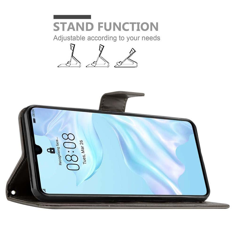 Cadorabo  Housse compatible avec Huawei P30 - Coque de protection au design floral avec fermeture magnétique, fonction de support et emplacements pour cartes 