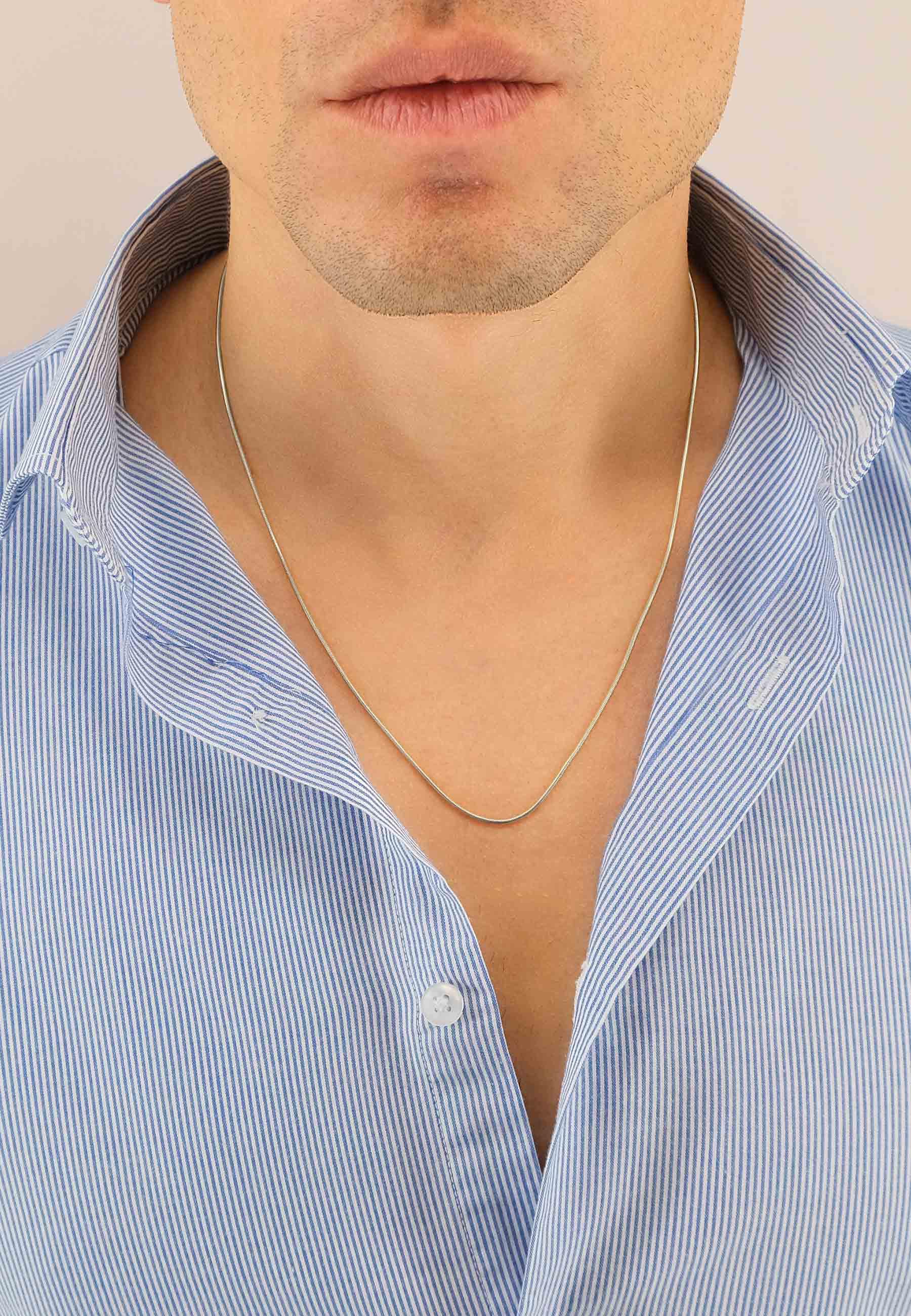 MUAU Schmuck  Collier Schlange Weissgold 750, 1.2mm, 42cm 