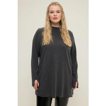 Longsleeve, A-Line, Stehkragen, Seitenschlitze