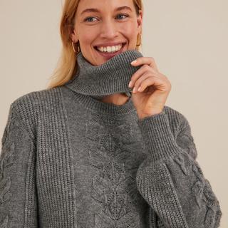 La Redoute Collections  Grobstrickpullover mit abnehmbarem Rollkragen 