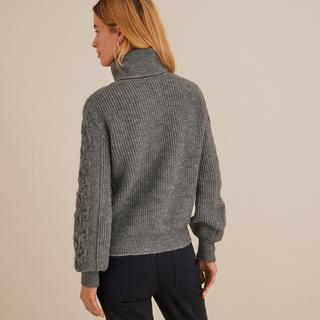 La Redoute Collections  Grobstrickpullover mit abnehmbarem Rollkragen 