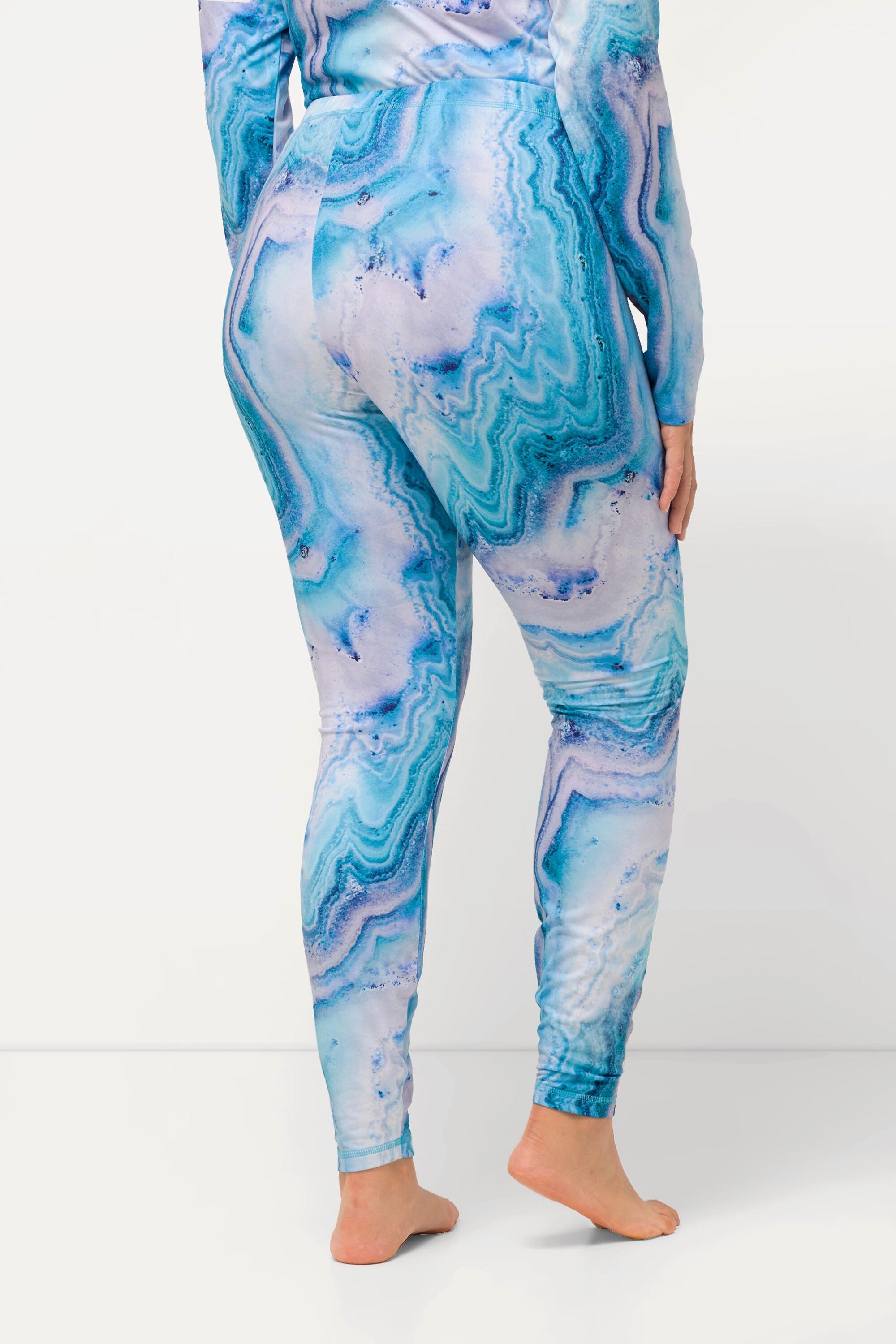 Ulla Popken  Ski-Funktionsleggings, Marmormuster, recycelt 