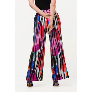 Ulla Popken Pantalon lin mélangé jambe droite pli taille élastique  
