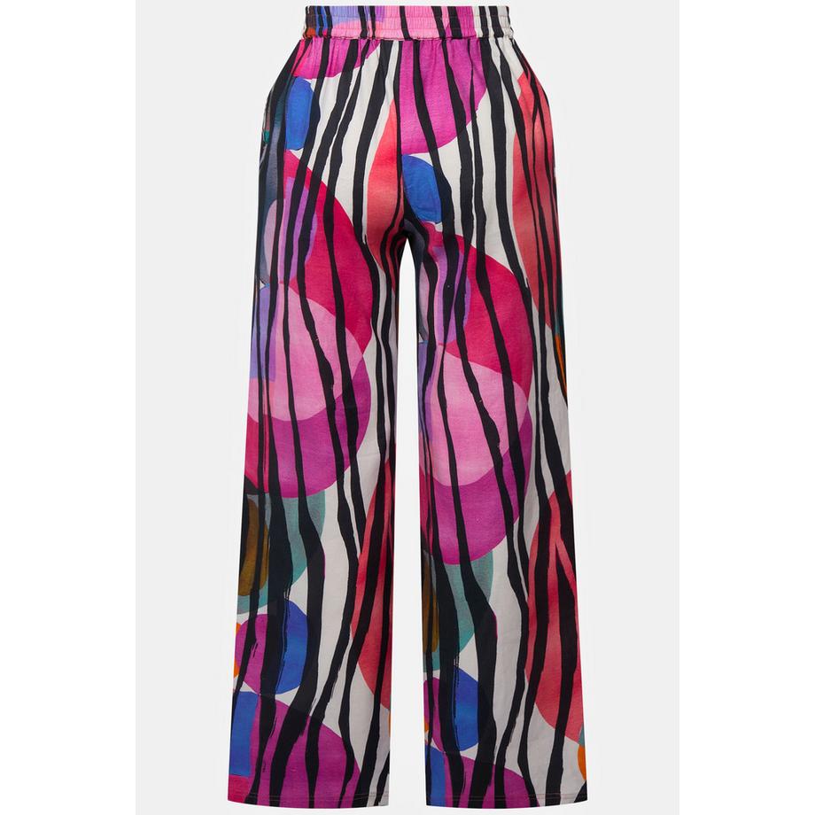 Ulla Popken Leinenmix Hose gerades Bein Biese Elastikbund  