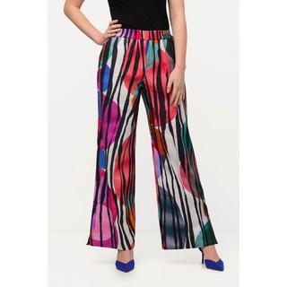 Ulla Popken Pantalon lin mélangé jambe droite pli taille élastique  