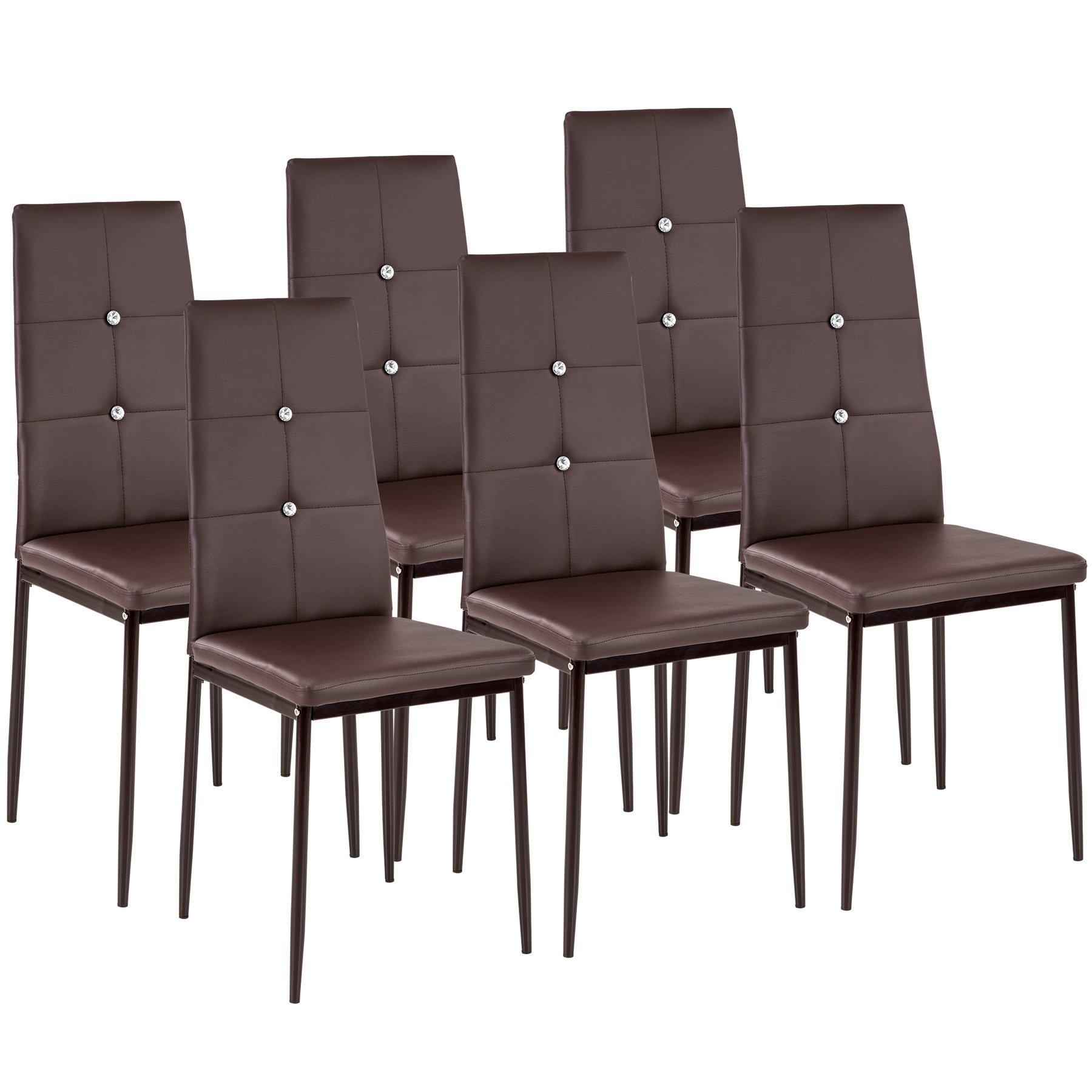 Tectake Lot de 6 chaises avec strass  