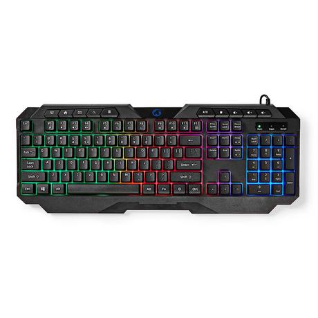 Nedis  Tastiera da gioco cablata | USB Type-A | Tasti a membrana | LED | QWERTY | Layout USA | Alimentazione USB | Lunghezza cavo di alimentazione: 1,30 m | Multimedia 