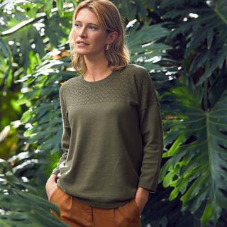 La Redoute Collections  Rundhalspullover mit Pointelle-Muster 