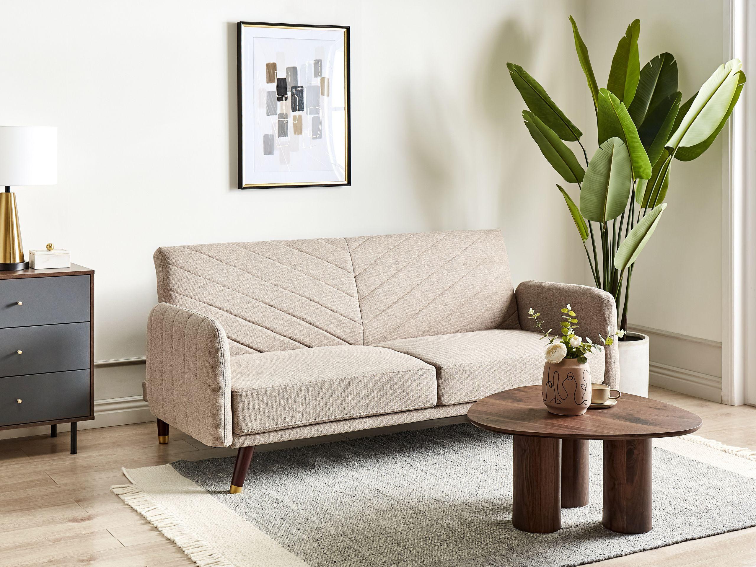 Beliani Canapé-lit en Lin synthétique Rétro SENJA  