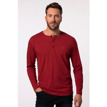T-shirt JP 1880 Henley Basic, manches longues et patte de boutonnage rouge pur