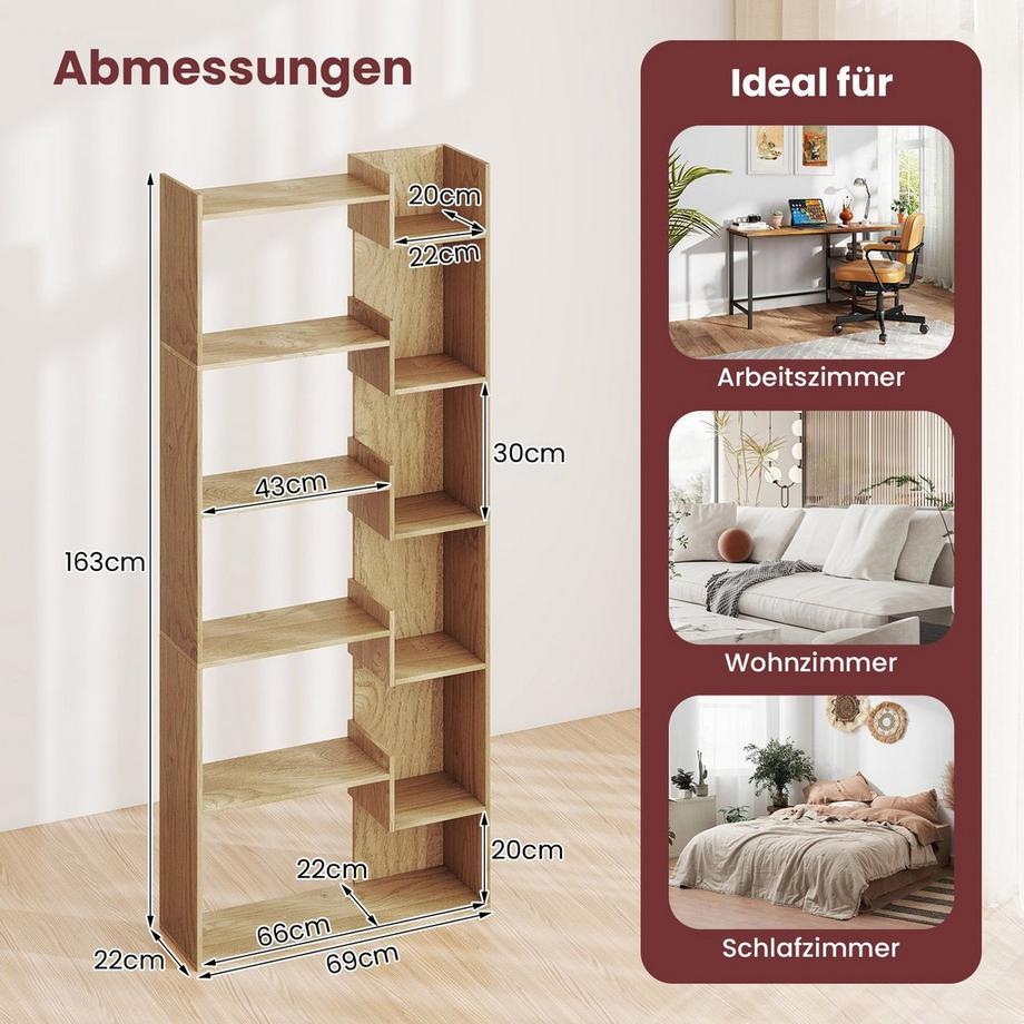 Northix 6-stöckiges Bücherregal mit 11 Regalböden  