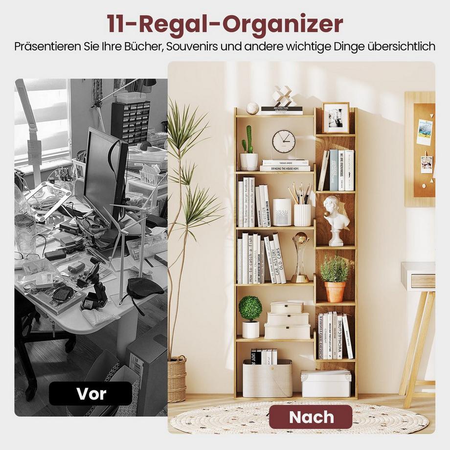 Northix 6-stöckiges Bücherregal mit 11 Regalböden  