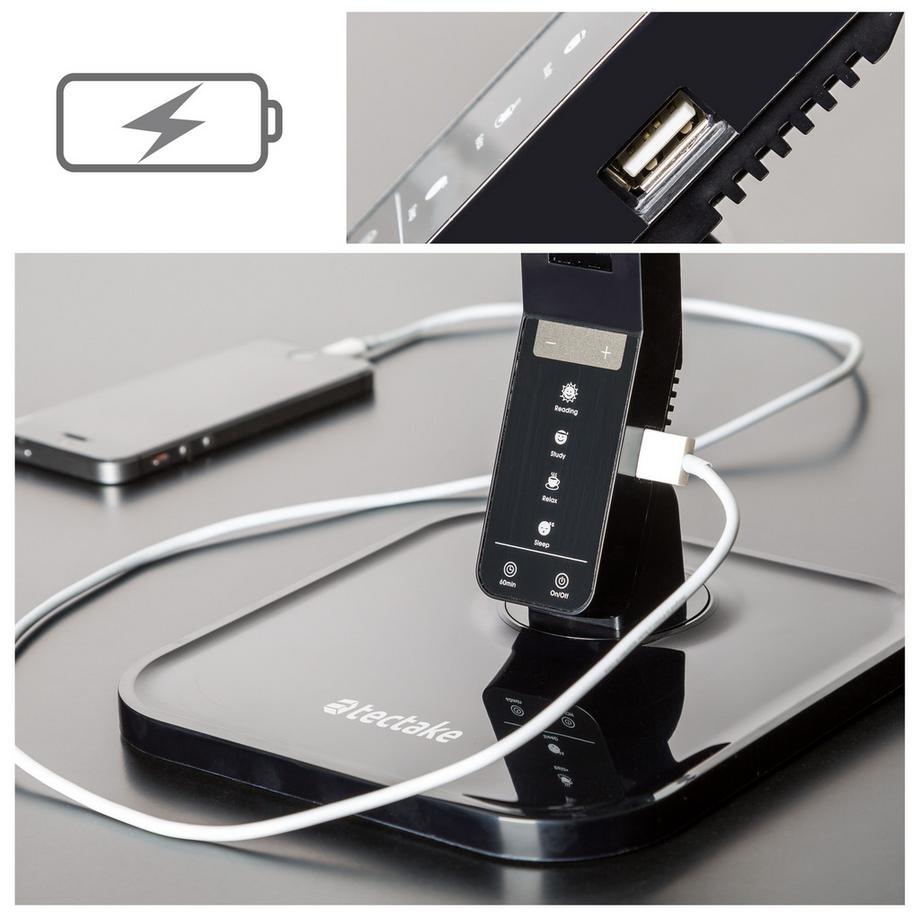 Tectake  Schreibtischlampe LED, 14 W 5 Helligkeitsstufen, 4 Farbtemperaturen 2er Set 