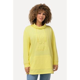 Ulla Popken  Sweat-shirt oversized à col montant et manches longues. Gaufrage 3D 