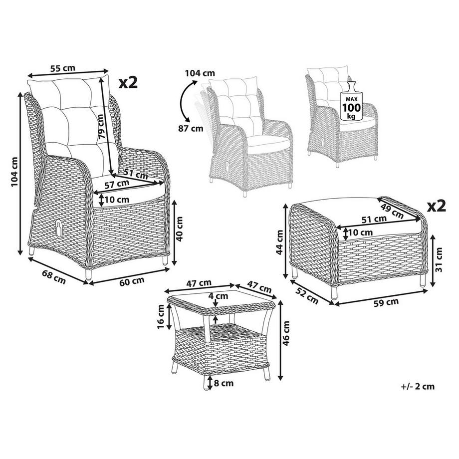 Beliani Lounge Set aus PE Rattan Boho PONZA  