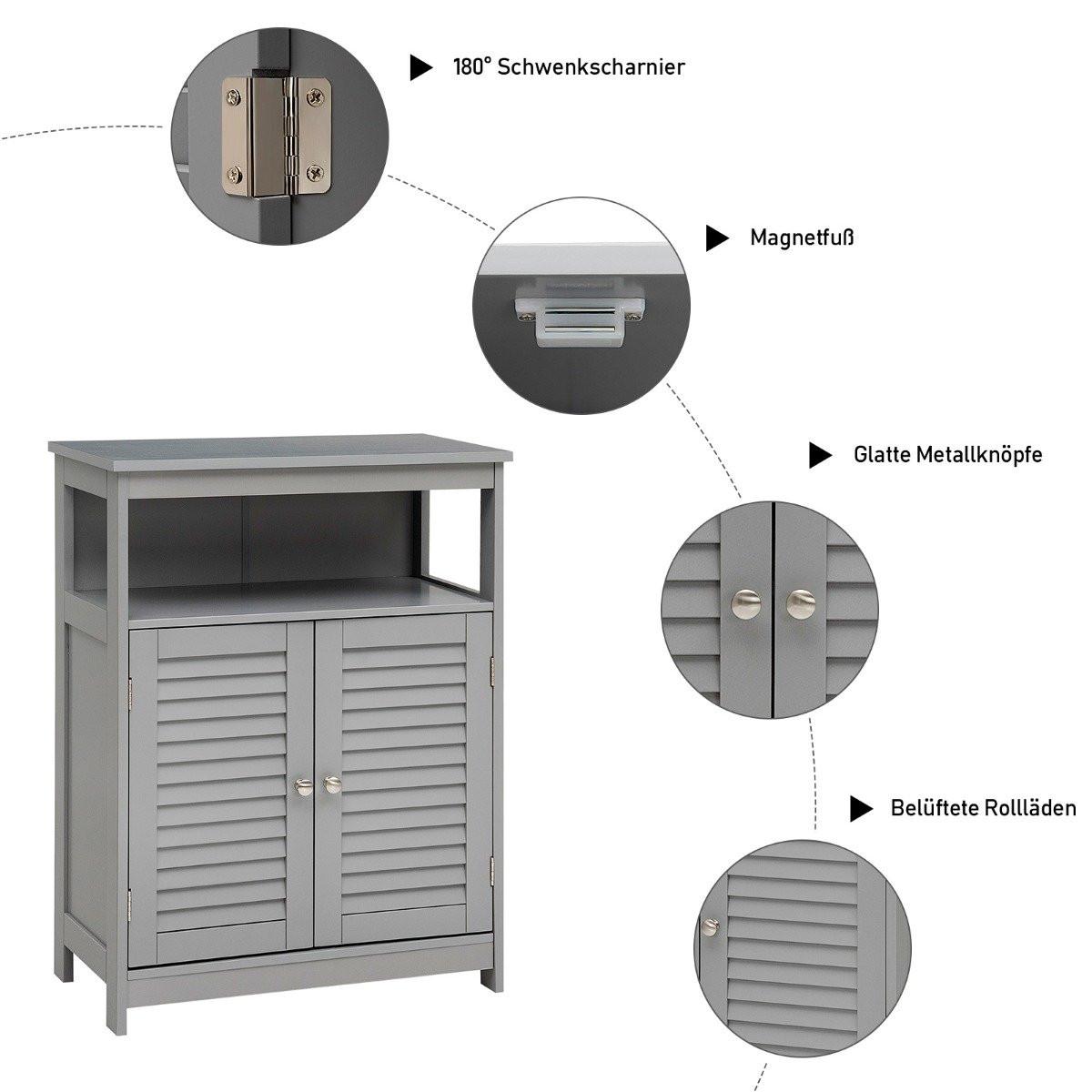 Northio Badezimmer-Schrank Hölzerner Aufbewahrungsschrank 60 x 30 x 80 cm Grau  