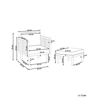 Beliani Poltrona da giardino con ottomana en Legno d'acacia Rustico BARATTI  