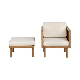 Beliani Poltrona da giardino con ottomana en Legno d'acacia Rustico BARATTI  