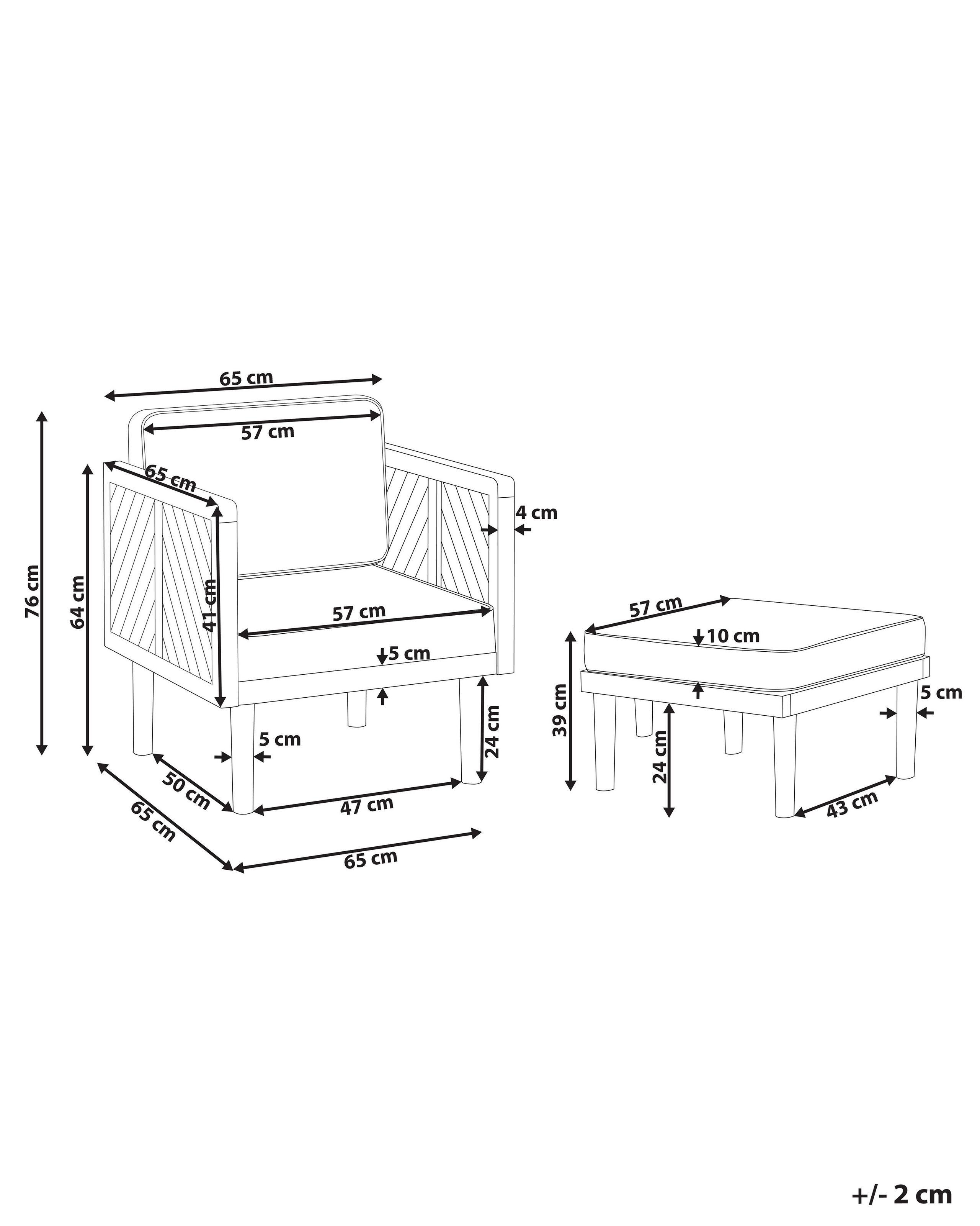 Beliani Poltrona da giardino con ottomana en Legno d'acacia Rustico BARATTI  