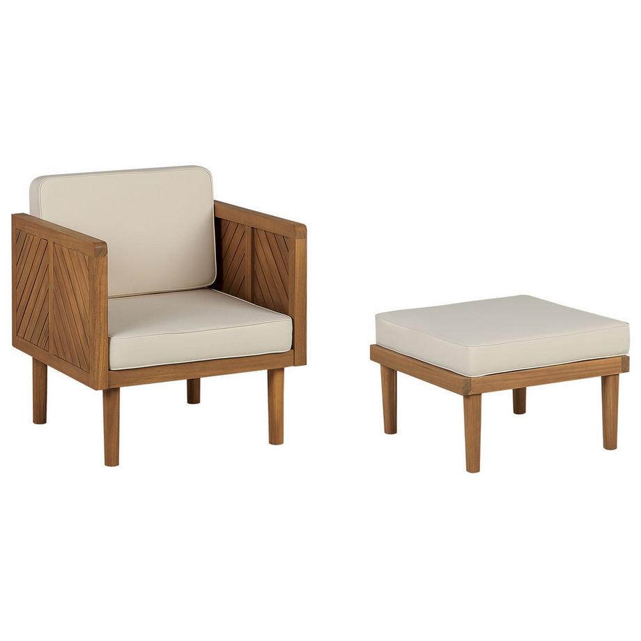 Gartensessel mit Ottomane aus Akazienholz Rustikal BARATTI