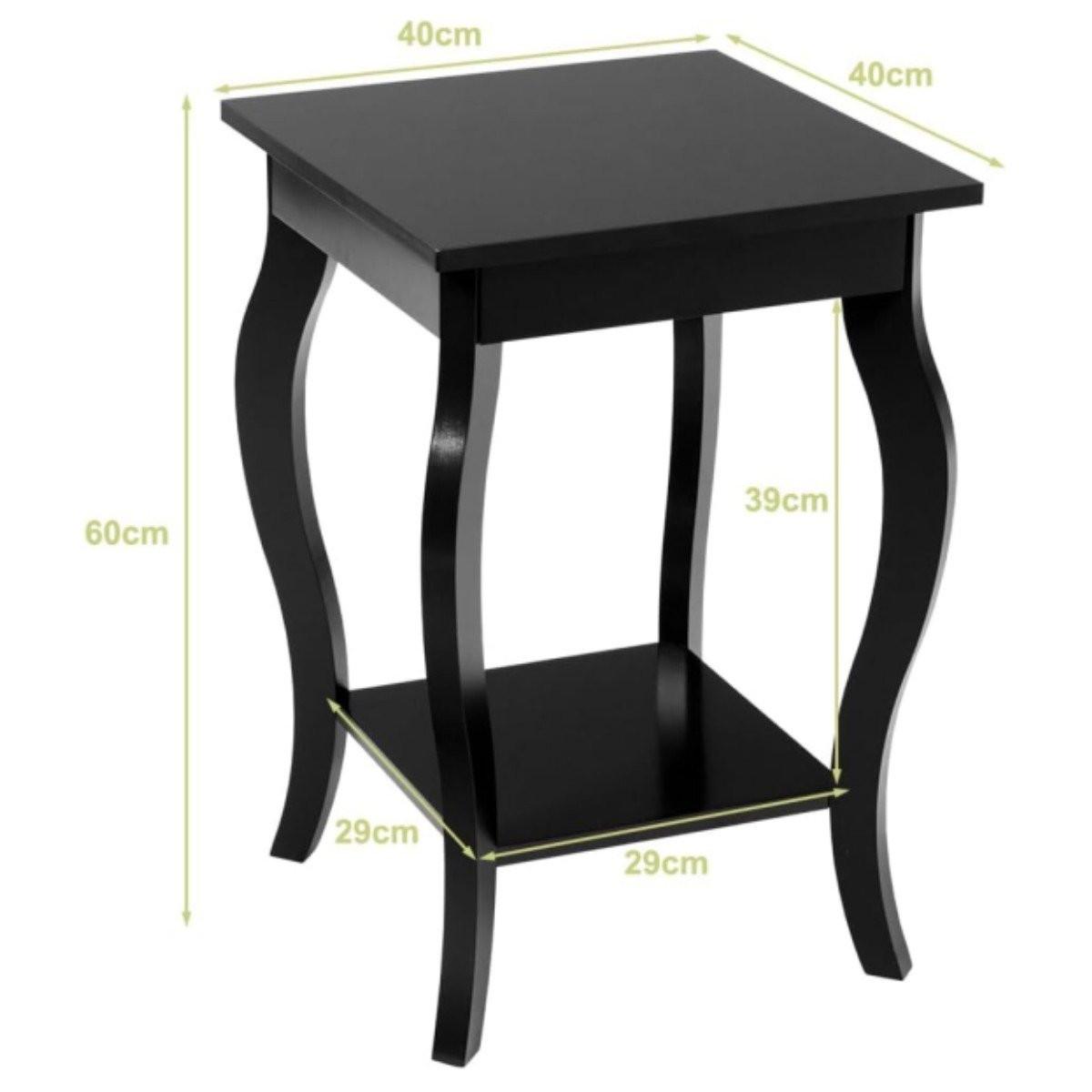 Northio Tavolino con ripiano con gambe curve, tavolino da divano, tavolino da caffè, 40 x 40 x 60 cm, nero  