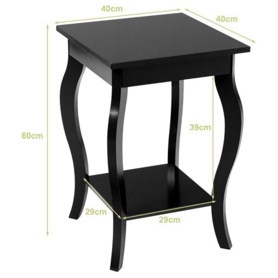 Northio Tavolino con ripiano con gambe curve, tavolino da divano, tavolino da caffè, 40 x 40 x 60 cm, nero  