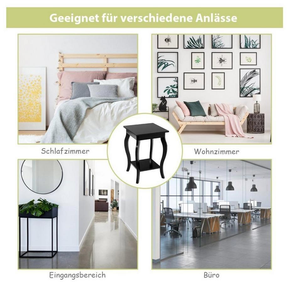 Northio Tavolino con ripiano con gambe curve, tavolino da divano, tavolino da caffè, 40 x 40 x 60 cm, nero  