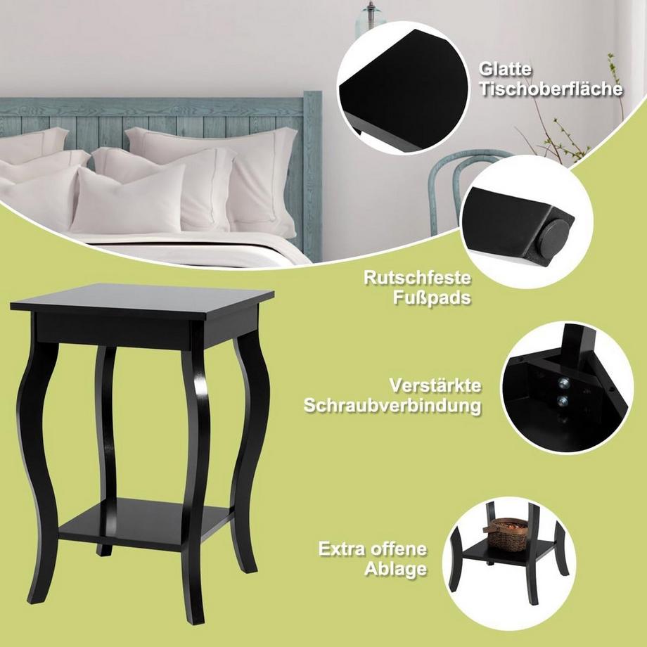 Northio Tavolino con ripiano con gambe curve, tavolino da divano, tavolino da caffè, 40 x 40 x 60 cm, nero  