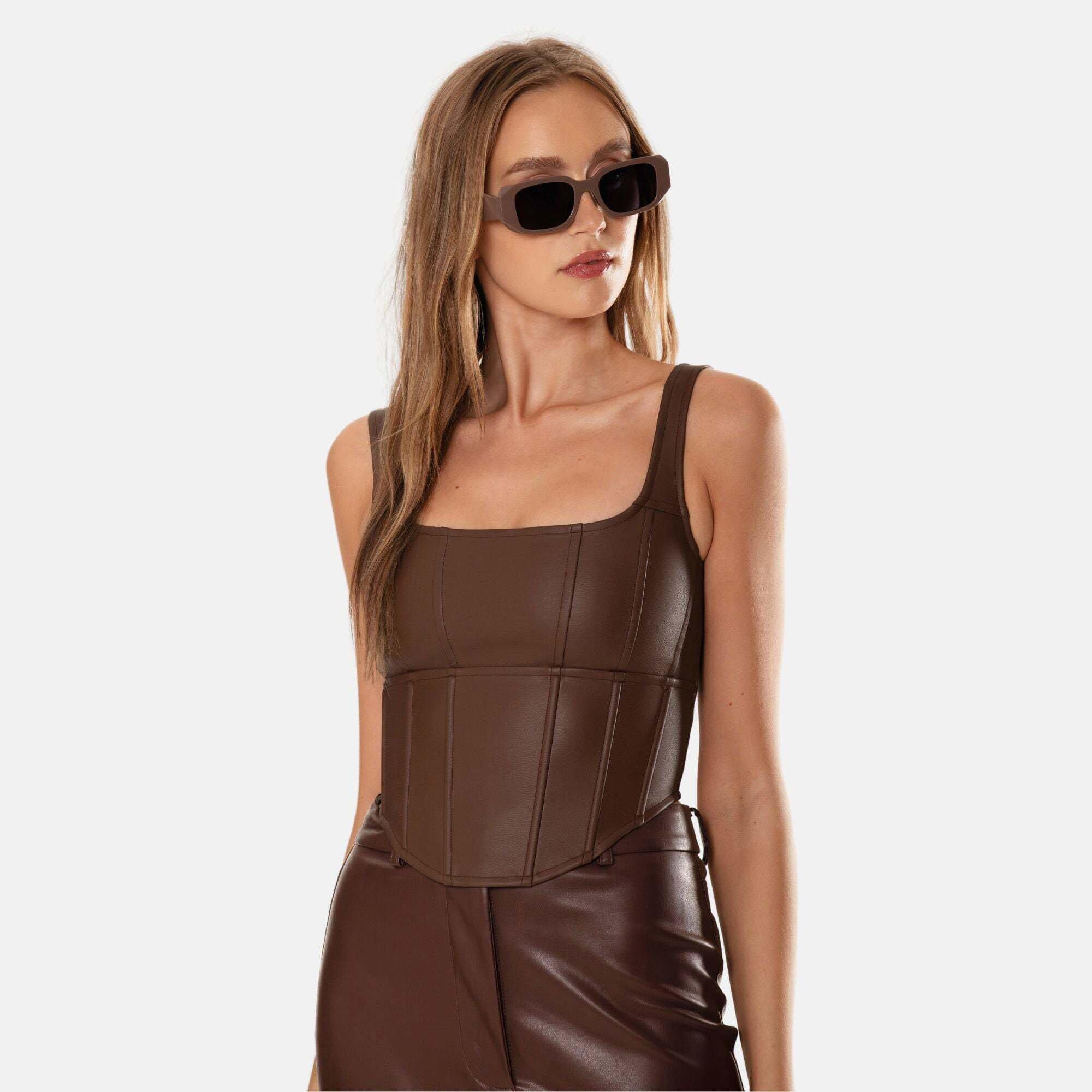 OW Collection  Amara Faux Leather Top 