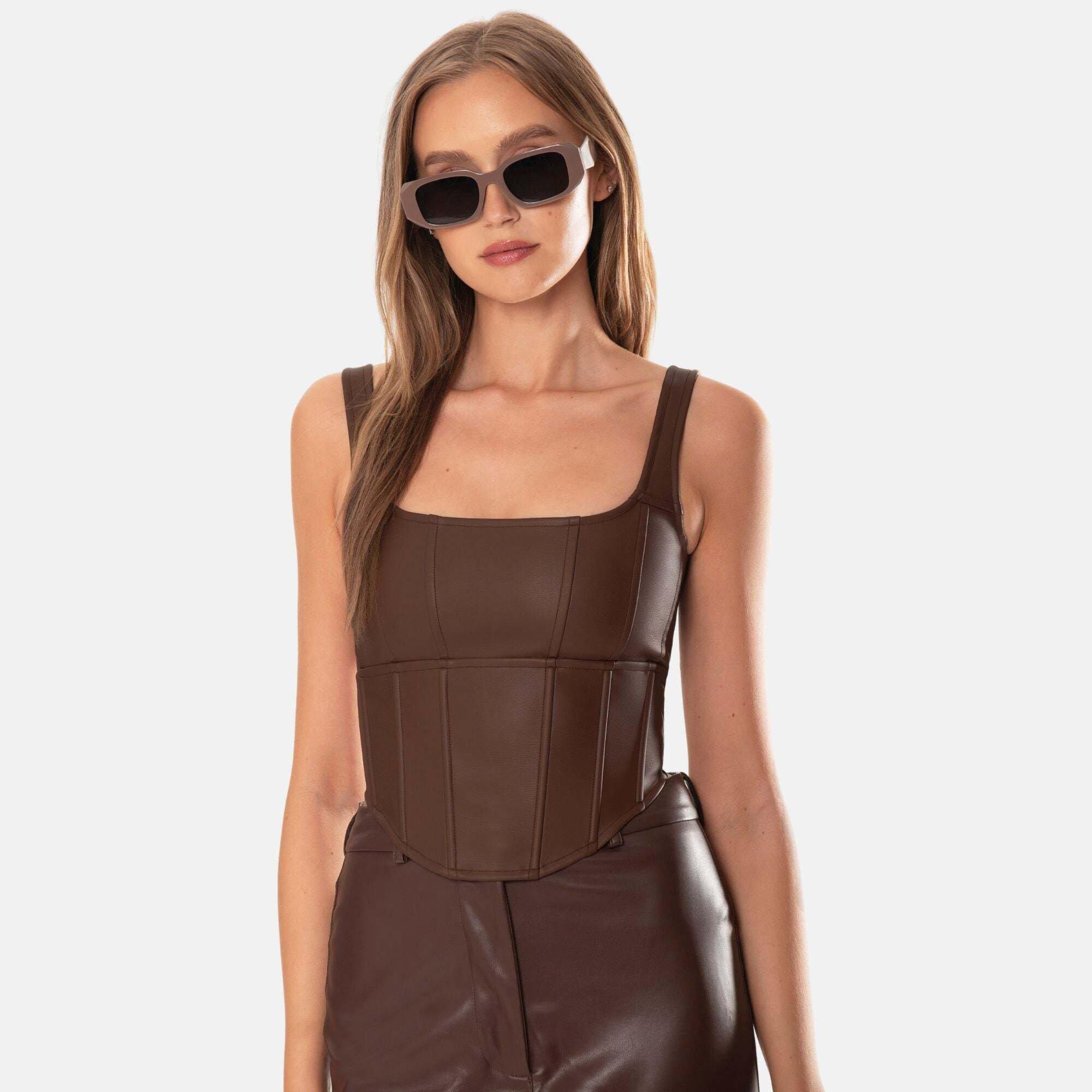 OW Collection  Amara Faux Leather Top 