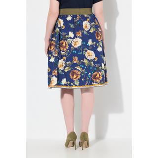 Ulla Popken Trachtenrock A-Linie Elastikbund Zierbänder Spitze  