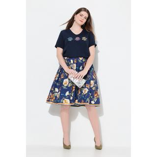 Ulla Popken Trachtenrock A-Linie Elastikbund Zierbänder Spitze  