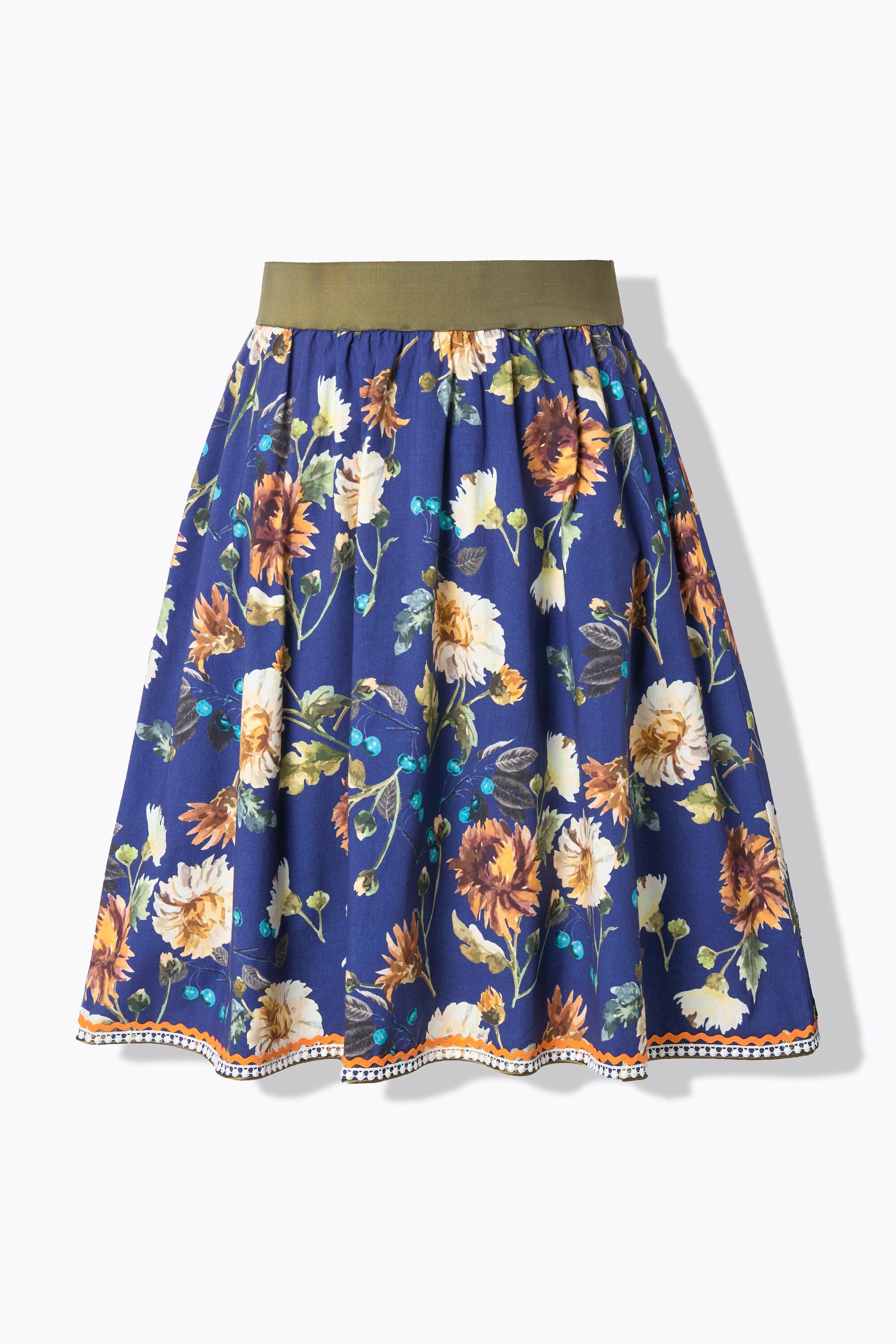 Ulla Popken Trachtenrock A-Linie Elastikbund Zierbänder Spitze  