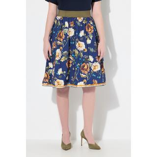 Ulla Popken Trachtenrock A-Linie Elastikbund Zierbänder Spitze  