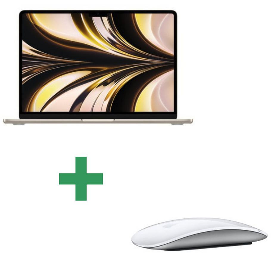 Apple  Refurbished MacBook Air 13" 2022 Apple M2 3,5 Ghz 8 Gb 256 Gb SSD Polarstern + Apple Magic Mouse 2 Kabellose Maus - Weiß 