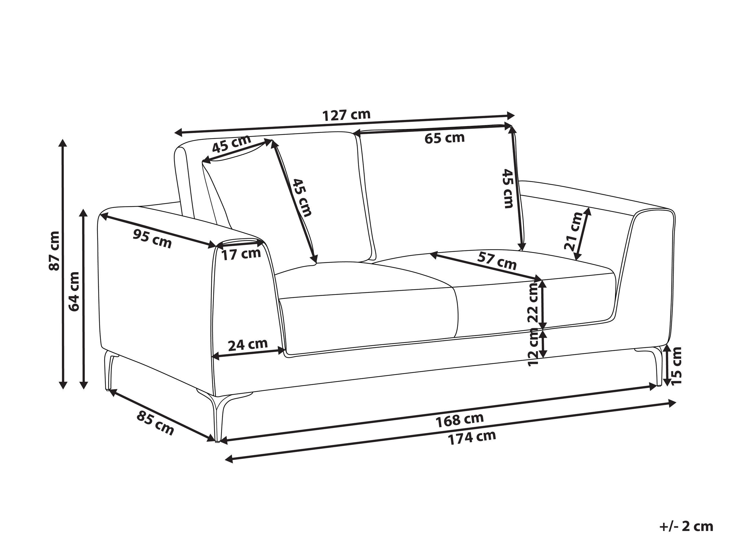 Beliani Canapé 2 places en Tissu Minimaliste REINEN  