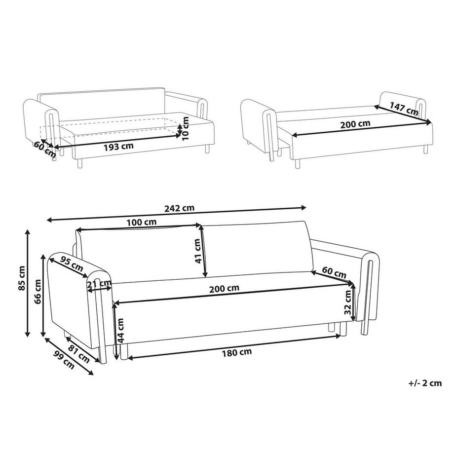 Beliani Divano letto en Bouclé Moderno KVAM  